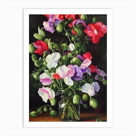 Sweet Vase  Pea Still Life Oil Painting Flower Art Print