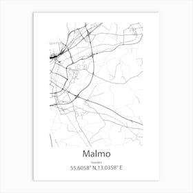 Malmo,Sweden Minimalist Map Art Print