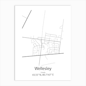 Wellesley,Canada Minimalist Map Art Print