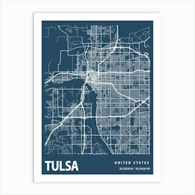 Tulsa Blueprint City Map 1 Art Print