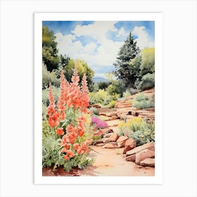 Red Butte Garden Usa Watercolour Painting 1  Art Print