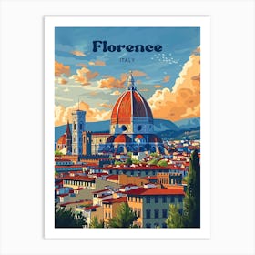 Florence Italy Duomo Digital Travel Illustration Art Print