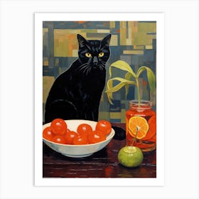 Cat And Tomatoes Art Print