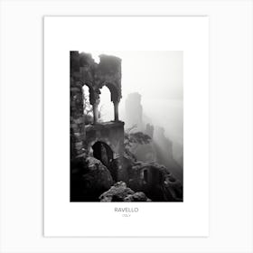 Poster Of Ravello, Italy, Black And White Photo 1 Art Print