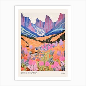 Cradle Mountain Australia 3 Colourful Mountain Illustration Poster Art Print