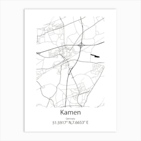 Kamen,Germany Minimalist Map Art Print