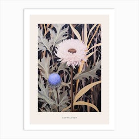 Flower Illustration Cornflower 2 Poster Art Print