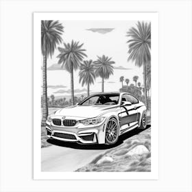 Bmw Tropical Line Drawing 2 Art Print