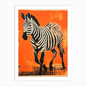 Zebra, Woodblock Animal  Drawing 4 Art Print