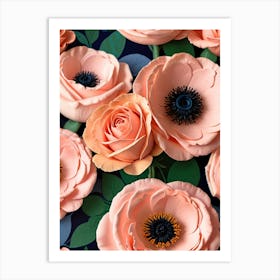 Peach Anemones Art Print