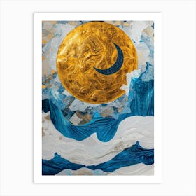 Moon And Waves Art Print