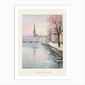 Dreamy Winter Painting Poster Zurich Switzerland 4 Art Print