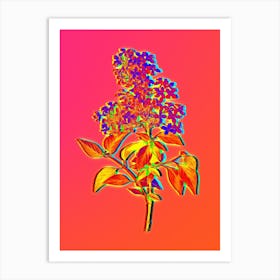 Neon Chinese Lilac Botanical in Hot Pink and Electric Blue n.0140 Art Print