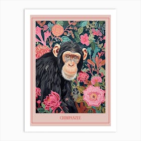 Floral Animal Painting Chimpanzee 4 Poster Art Print