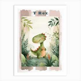 Cute T Rex Dinosaur Illustration 3 Poster Art Print