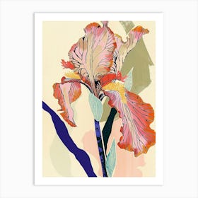 Colourful Flower Illustration Iris 7 Art Print