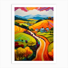 Bright Colors Folk Art Inspired Art Print
