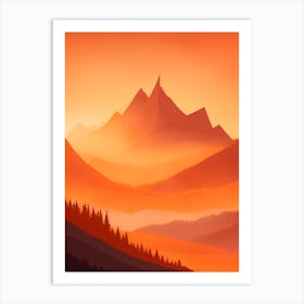 Misty Mountains Vertical Composition In Orange Tone 126 Art Print