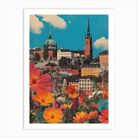 Stockholm   Floral Retro Collage Style 1 Art Print