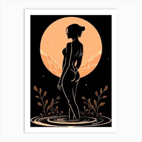 Moonlit Woman In Water Art Print