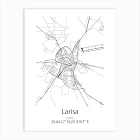 Larisa,Greece Minimalist Map Art Print