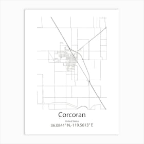 Corcoran,United States Minimalist Map Art Print