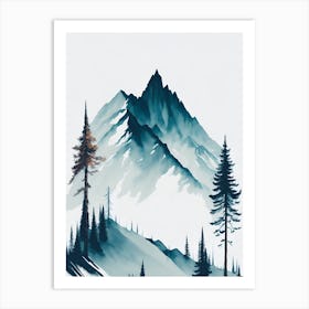 Mountain And Forest In Minimalist Watercolor Vertical Composition 295 Art Print