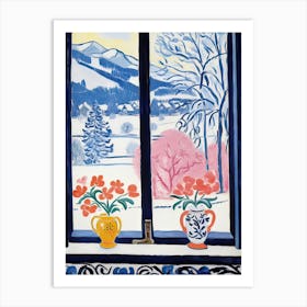 The Windowsill Of Interlaken   Switzerland Snow Inspired By Matisse 3 Art Print
