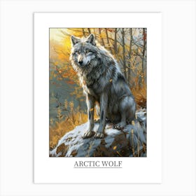 Arctic Wolf Precisionist Illustration 4 Poster Art Print