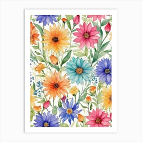 Watercolor Flowers 16 Art Print