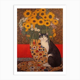 Queen With A Cat 2 Art Nouveau Klimt Style Art Print