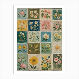 Floral Stamps Art Print