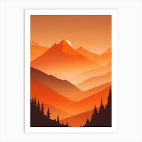 Misty Mountains Vertical Background In Orange Tone 18 Art Print