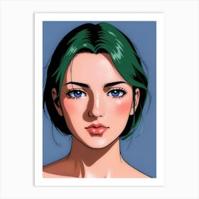 Anime Girl With Green Hair 2 Art Print