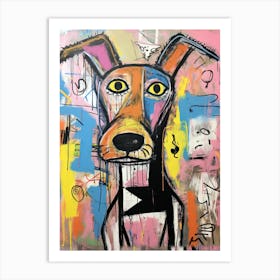 Barking Monochrome Melodies: Neo-Expressionist Dog Tales Art Print