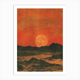 Moon Rises Over The Desert Art Print