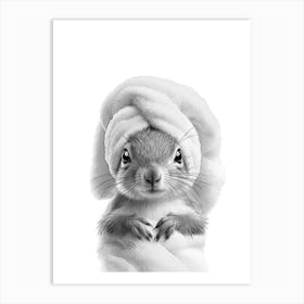 Squirrel In A Towel Art Print