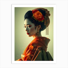 Geisha Portrait Painting Art Print