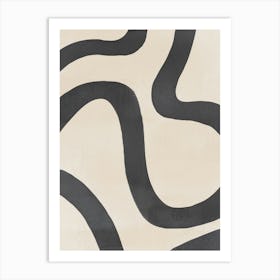 Black And Beige Wavy Lines Art Print