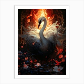 Swan Of Fire Art Print