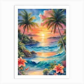 Sunset At The Beach 20 Art Print