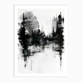 Abstract Black And White Painting 5 Art Print