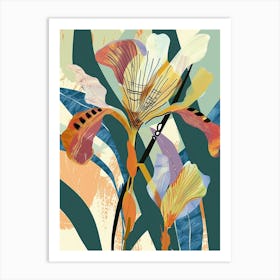 Colourful Flower Illustration Flax Flower 4 Art Print