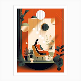 Serenity in Simplicity: Minimalist Abstract Design with Woman Art Print