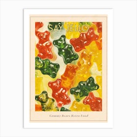 Rainbow Gummy Bears Retro Food Illustration Inspired Poster Art Print