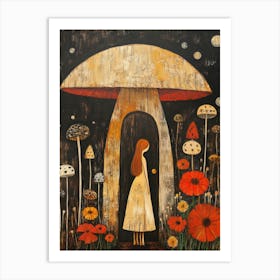 Girl In A Mushroom Poster