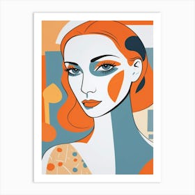 'Orange portrait woman Art Print