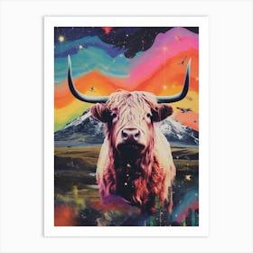 Highland Cattle Space Collage 1 Art Print