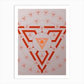 Geometric Abstract Glyph Circle Array in Tomato Red n.0012 Art Print