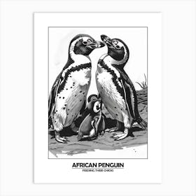Penguin Feeding Their Chicks Poster Art Print